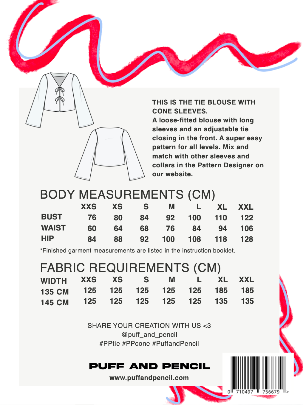 Tie Blouse with Cone Sleeves