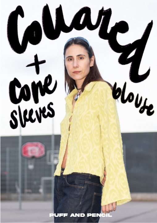 Collared Blouse with Cone Sleeves
