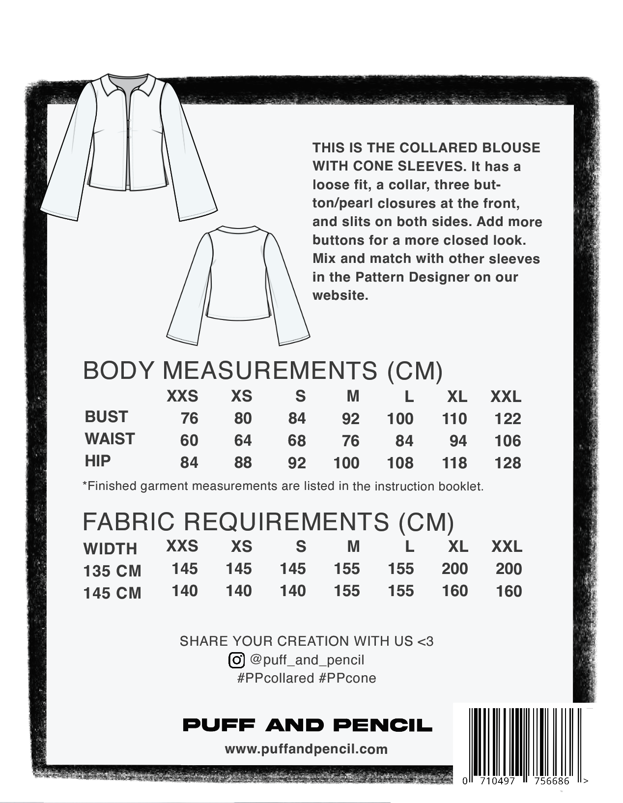 Collared Blouse with Cone Sleeves