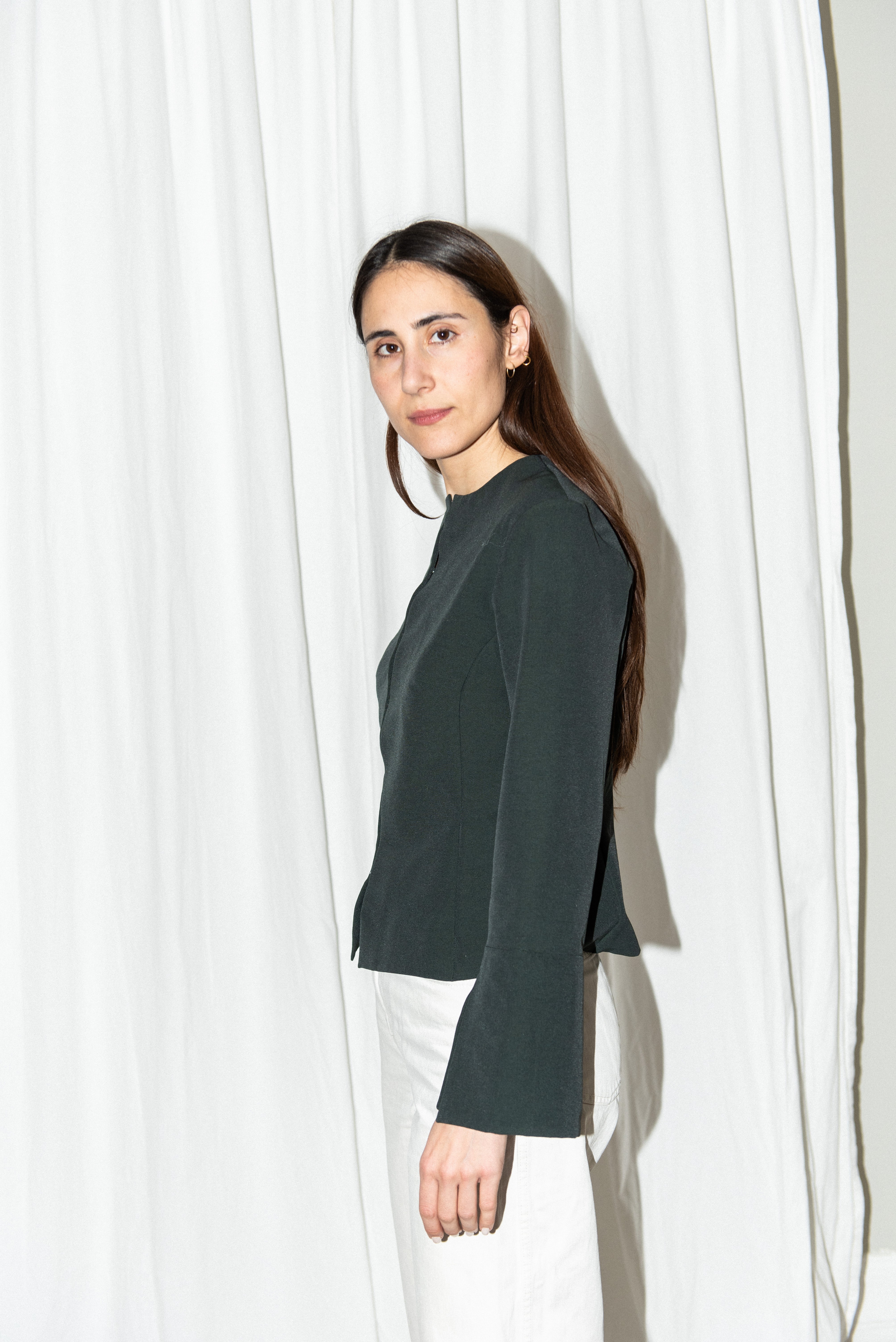 Silhouette Blouse with Trumpet Sleeve