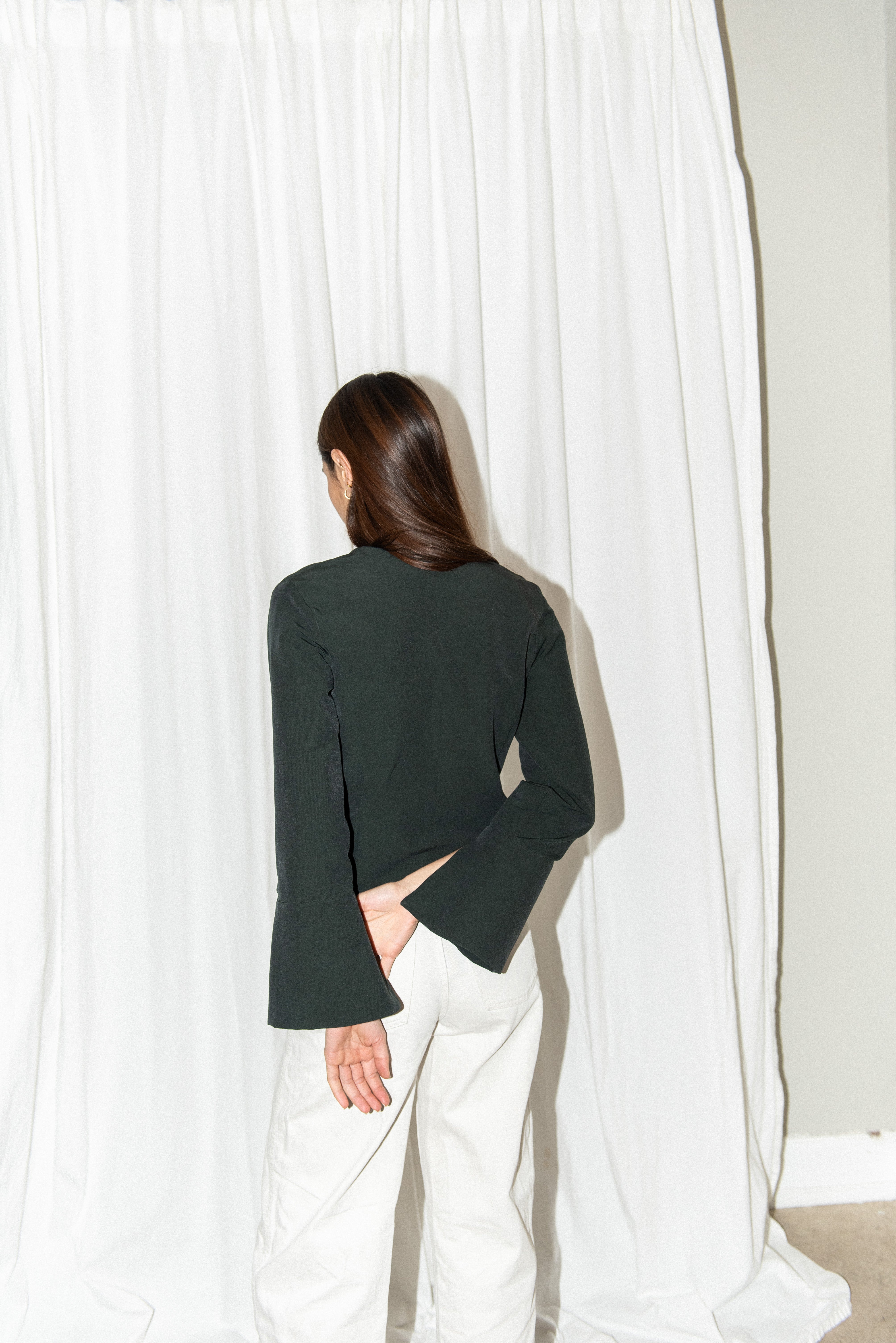 Silhouette Blouse with Trumpet Sleeve