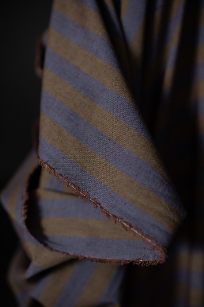 Leafy Plum Cotton/Linen Stripe
