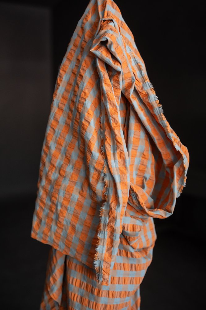 Persimmon Gingham Seersucker