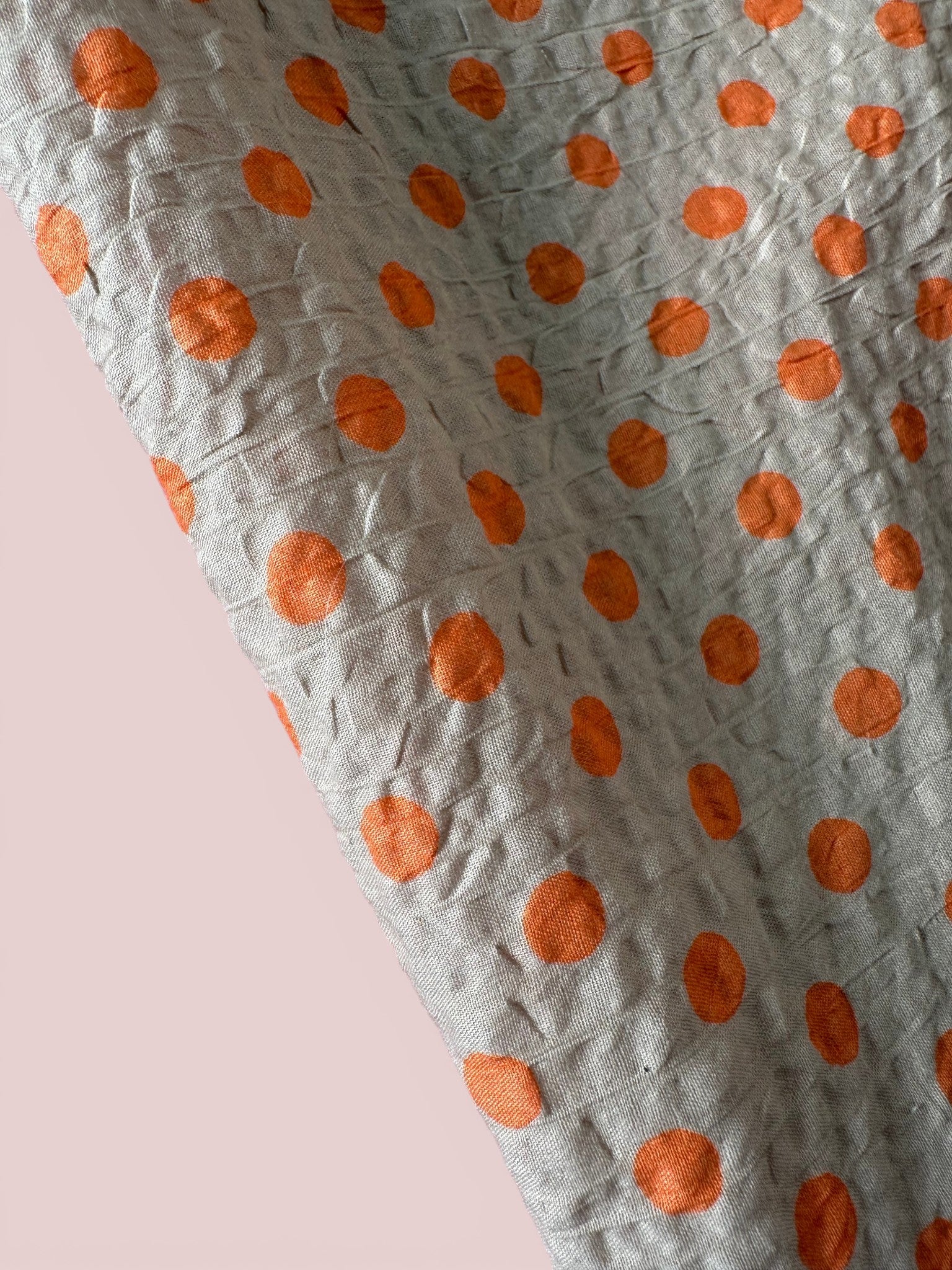 Iris Dot Sand/Orange - Japanese Seersucker