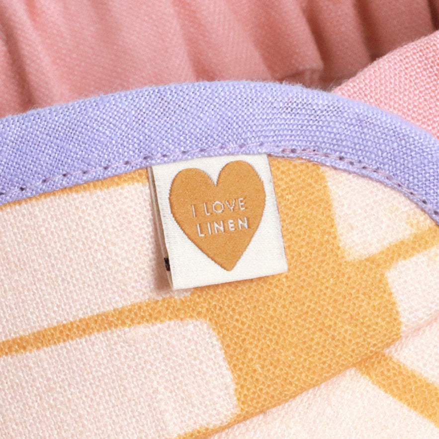 'I love linen' rainbow' labels