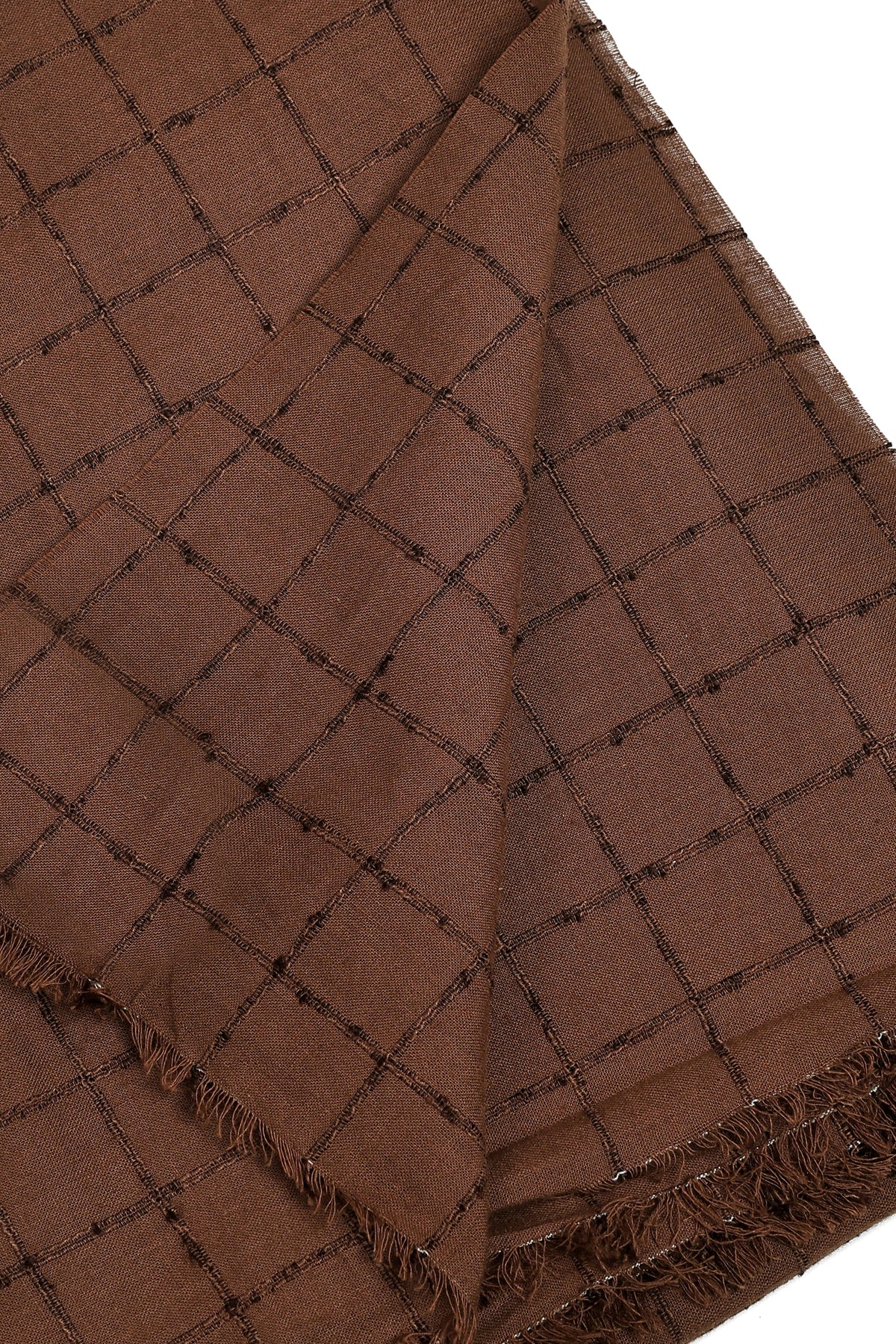 Indian Woven Check - Havana Brown - Fabric - 5