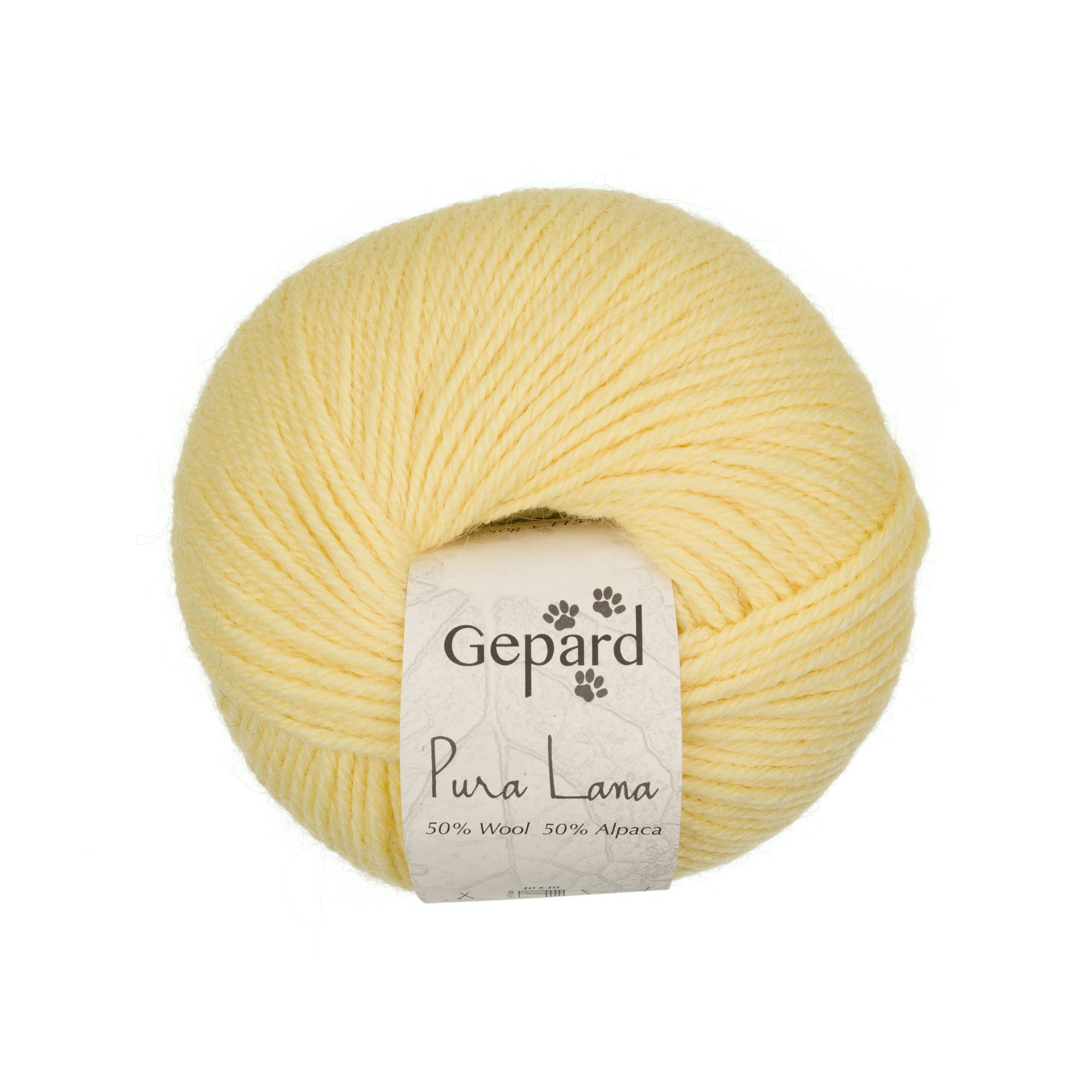 Gepard Pura Lana 122 Mellow Yellow yarn ball