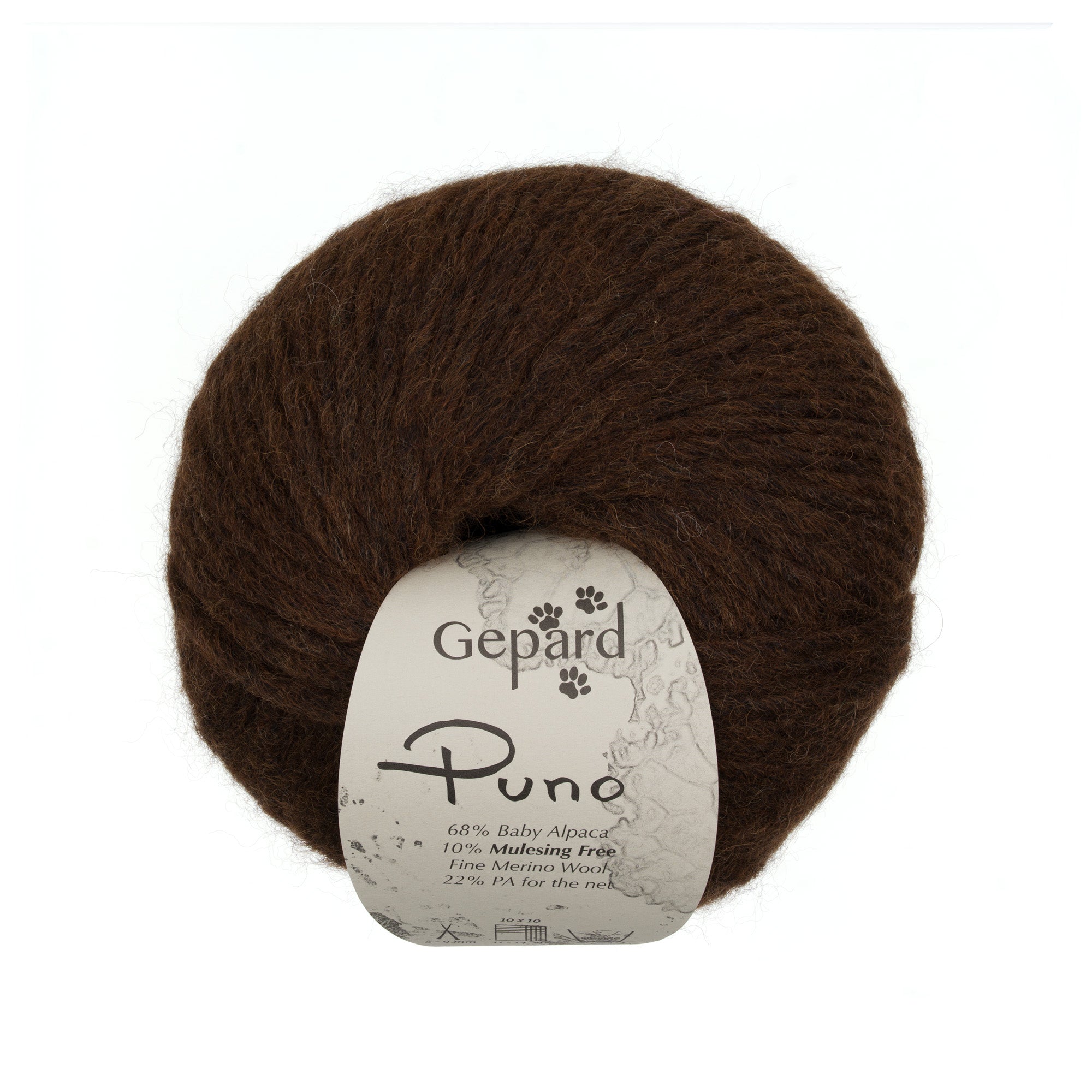 Gepard Puno 162 Chocolate Brown yarn ball