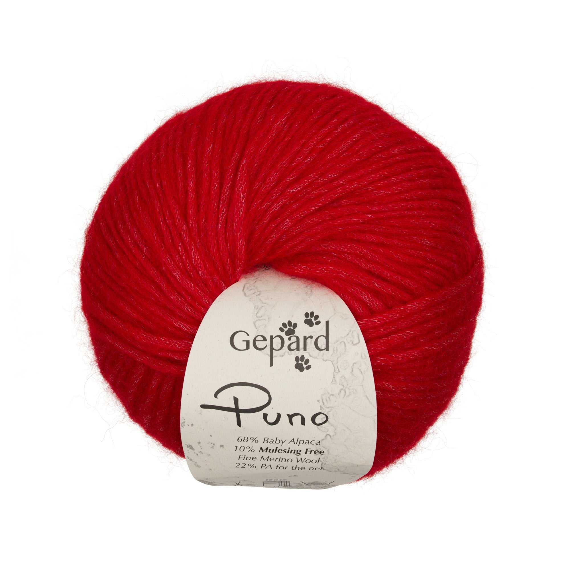 Gepard Puno 334 Bright Red yarn ball