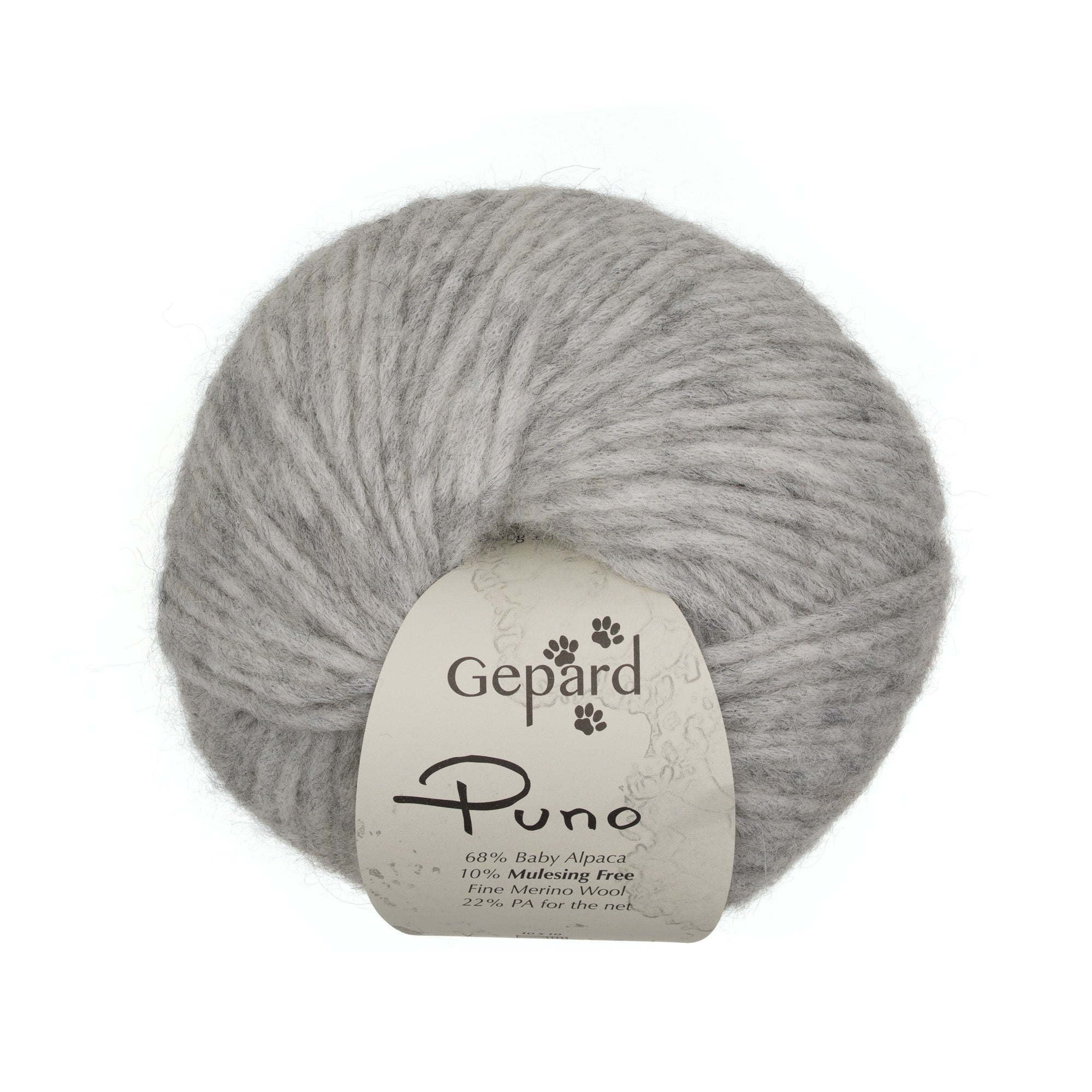 Gepard Puno 504 Dewy Grey yarn ball
