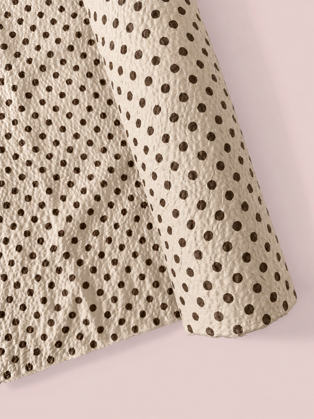 Iris Dot Ivory/Brown - Japanese Seersucker