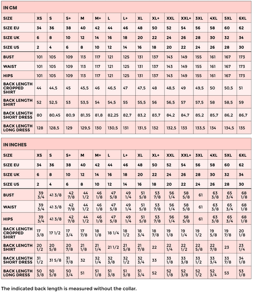 Clara sewing pattern finished measurements by Notches