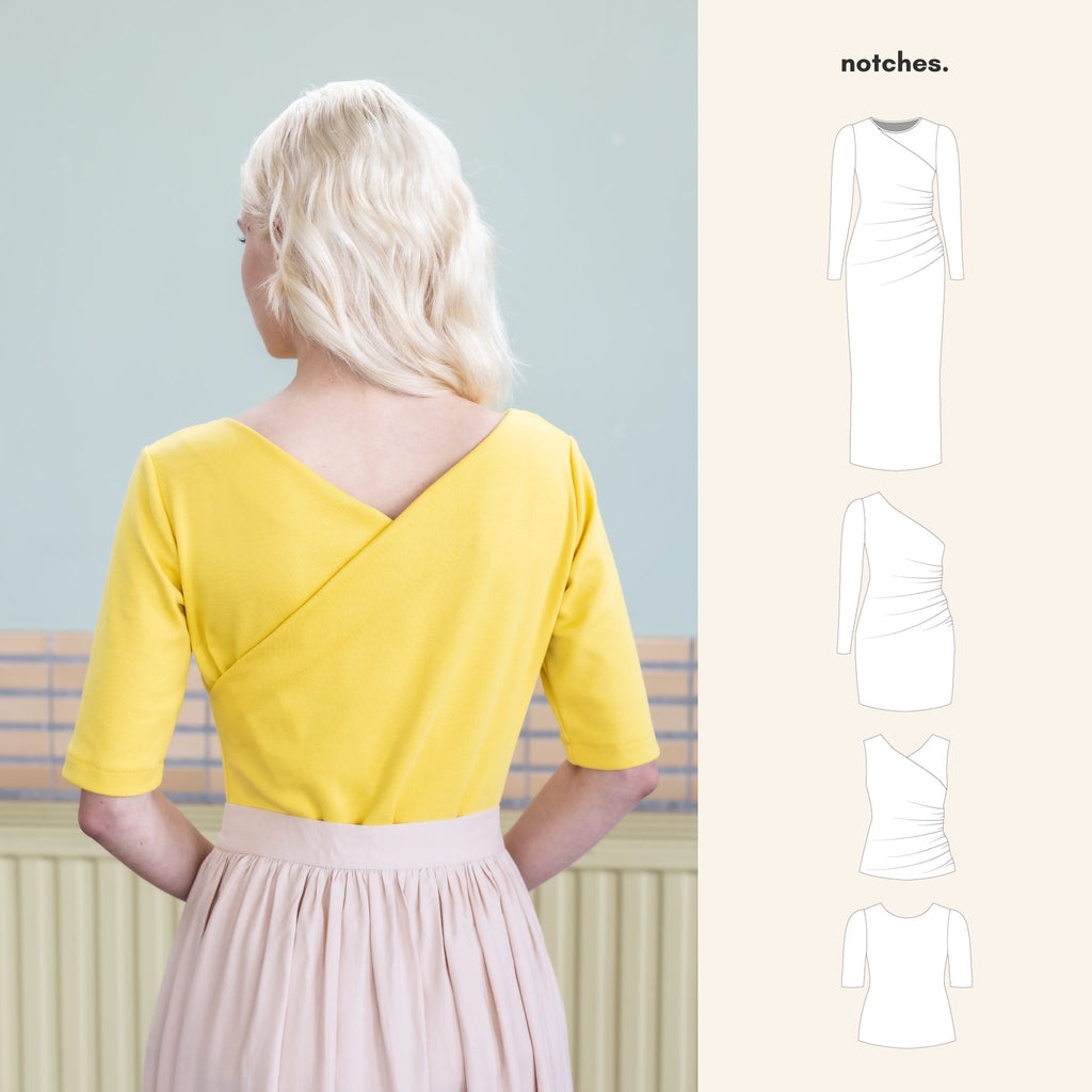Moriko top and dress sewing pattern by Notches