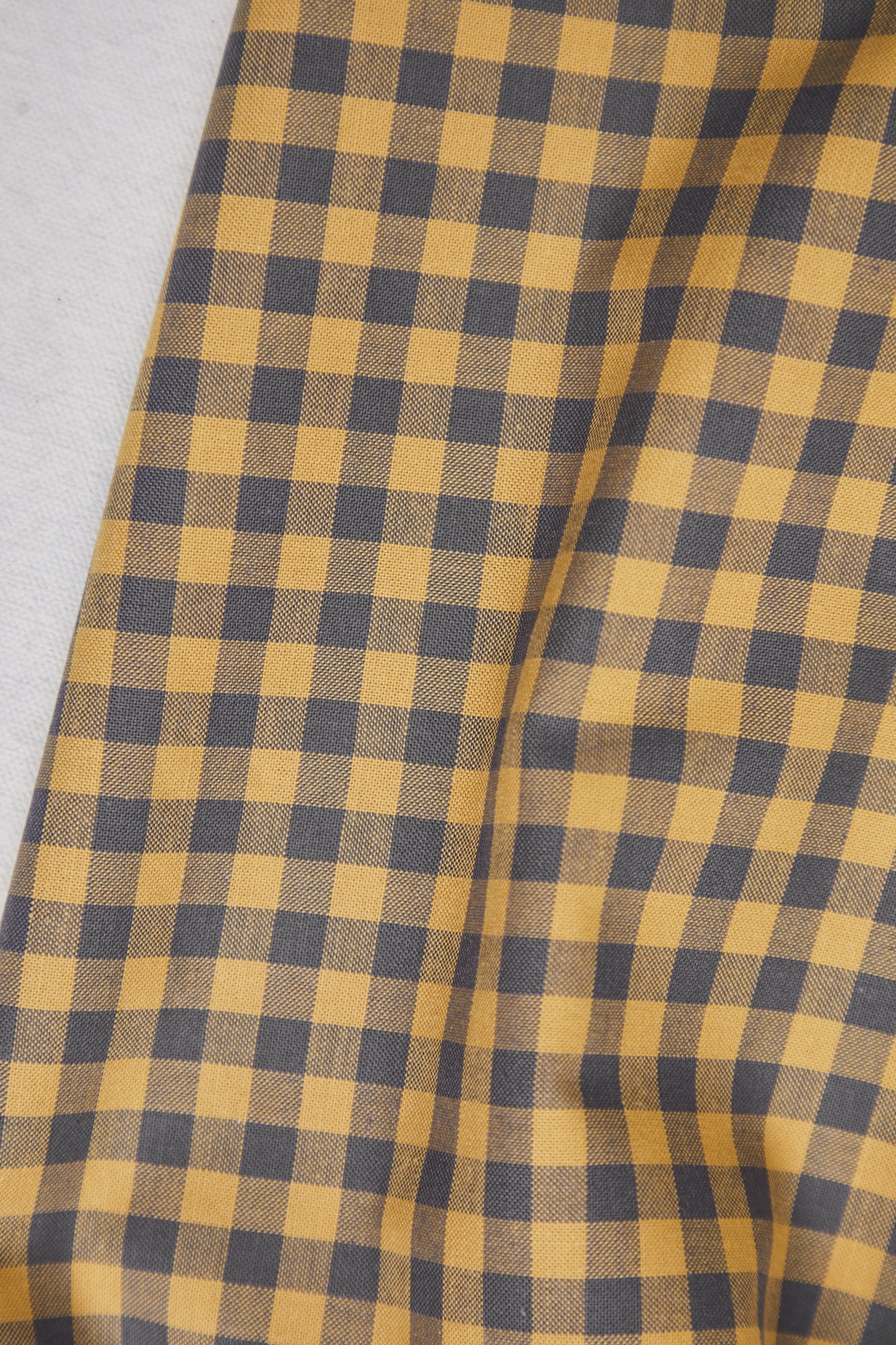 35x150 cm // Organic Gingham Cotton - Calm Grey/Dry Mustard