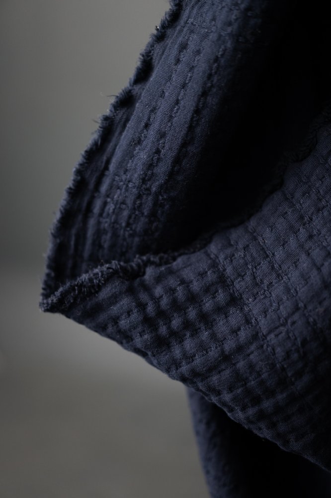 Soft Stitch Navy Cotton Jacquard