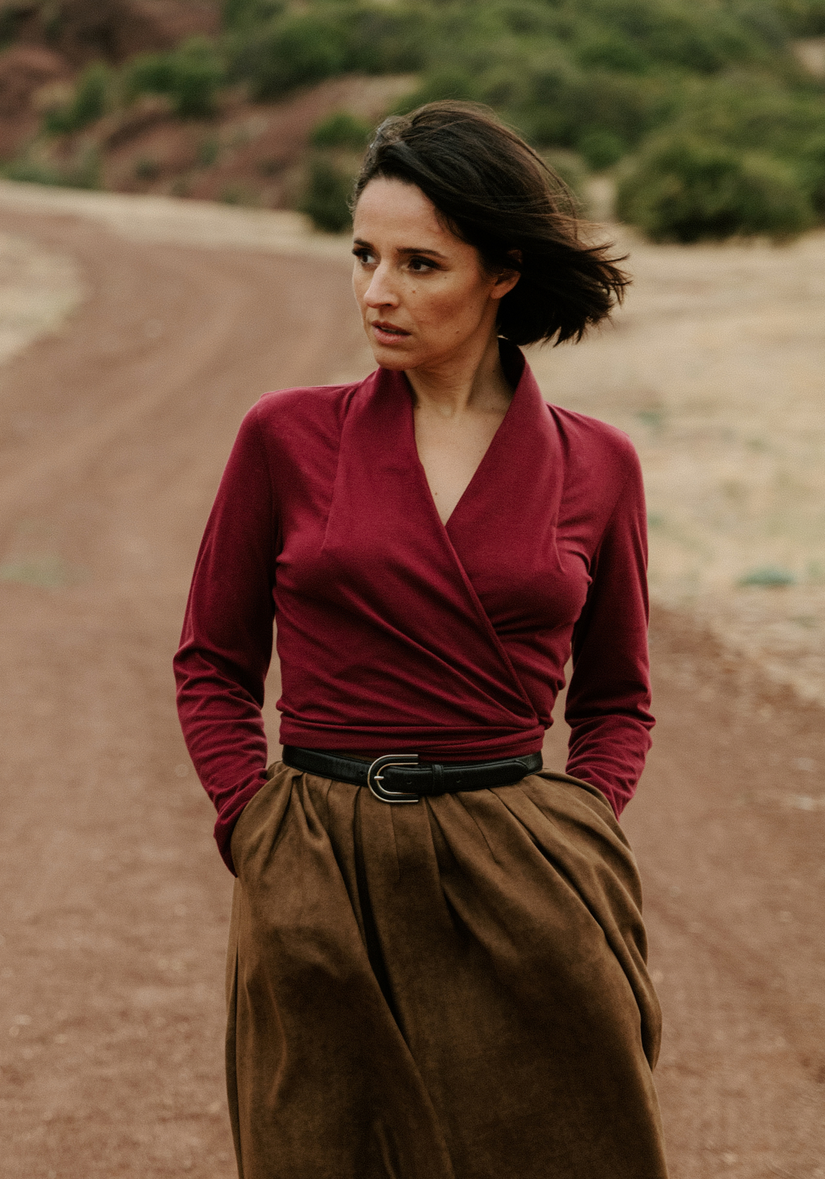 Cursive Wrap Top