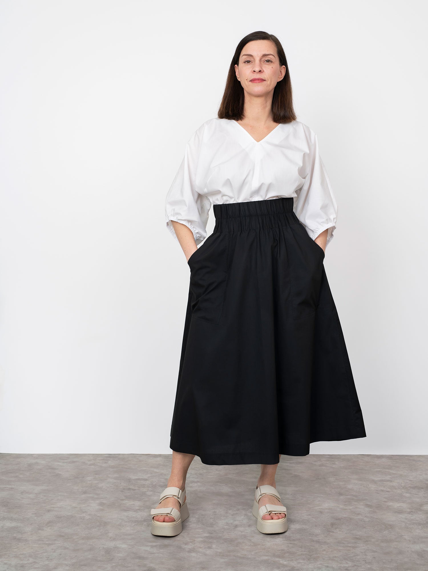 Elastic Waist Maxi Skirt