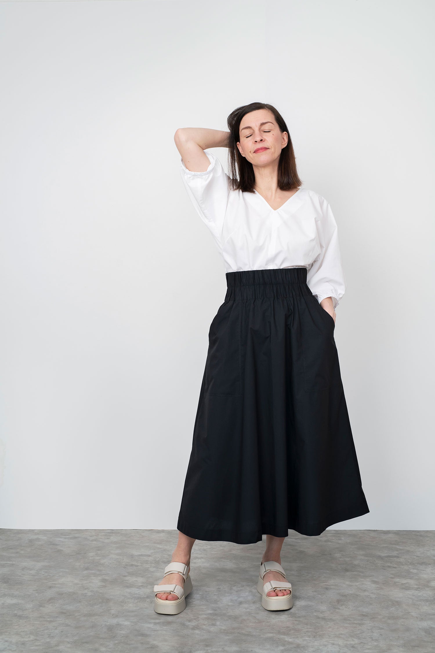 Elastic Waist Maxi Skirt