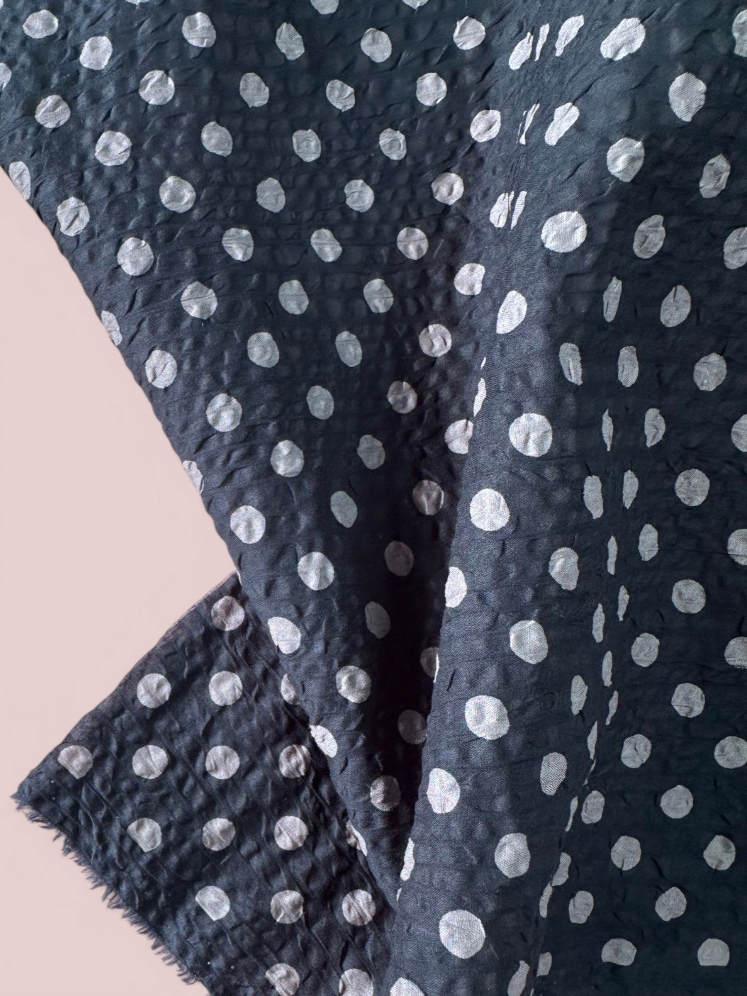 Iris Dot Navy/Grey - Japanese Seersucker