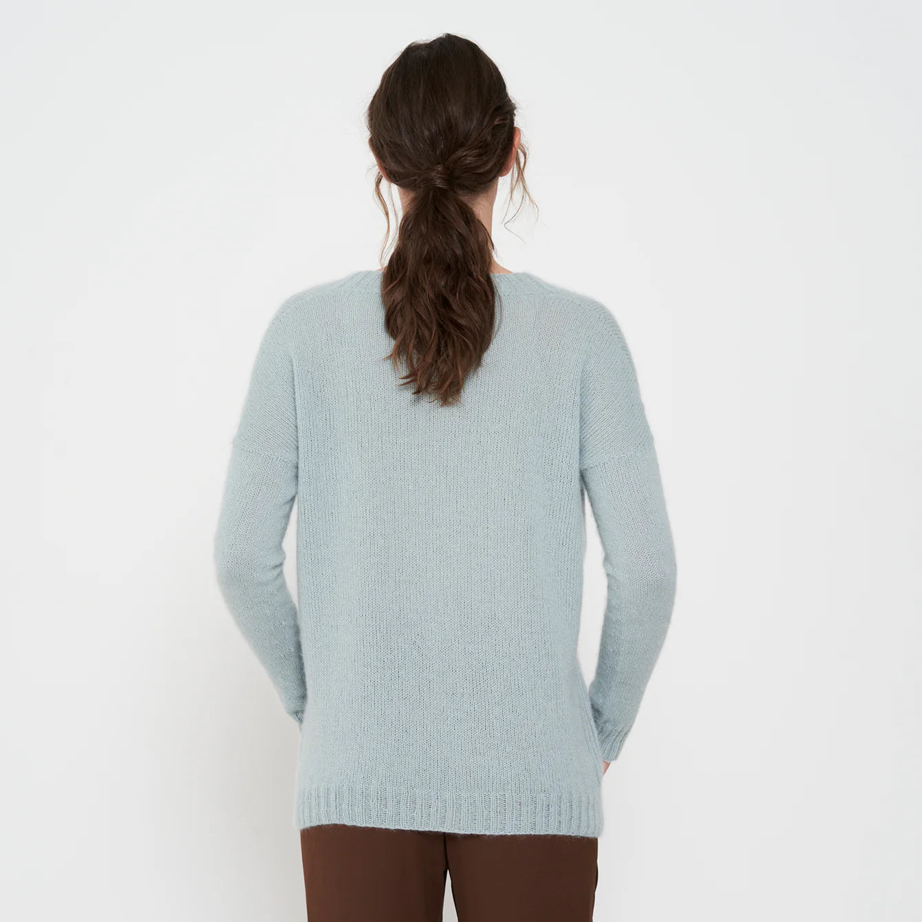 Borgan strikpullover med V-hals