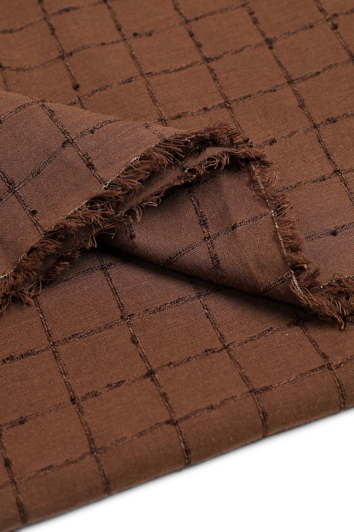 Indian Woven Check - Havana Brown - Fabric - 3