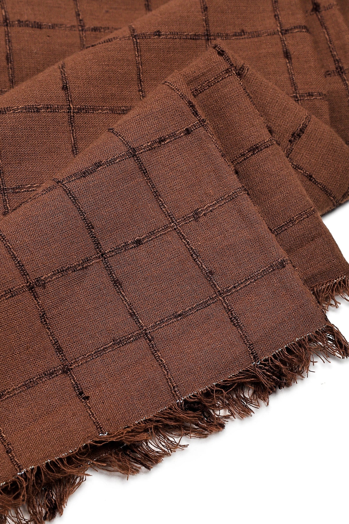 Indian Woven Check - Havana Brown - Fabric - 4