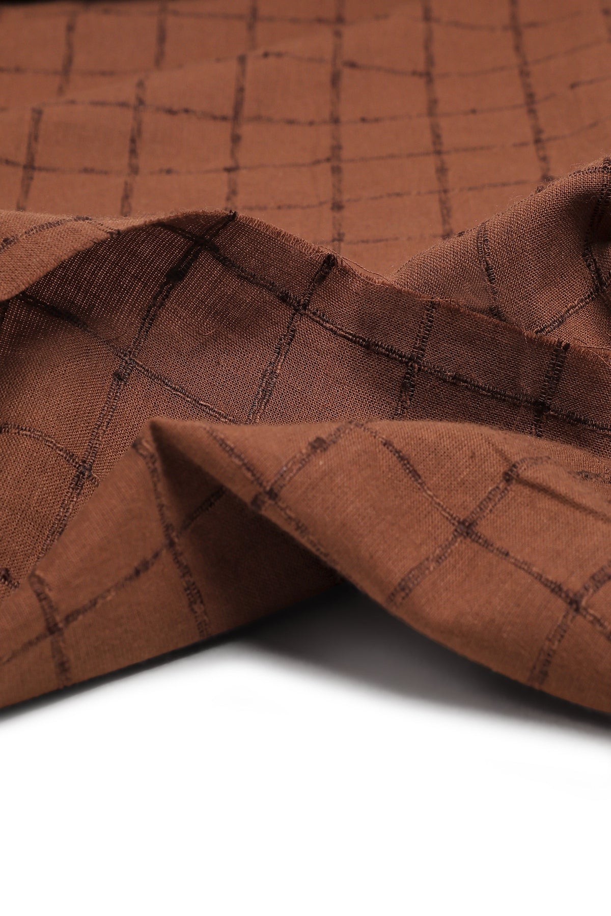 Indian Woven Check - Havana Brown - Fabric - 1
