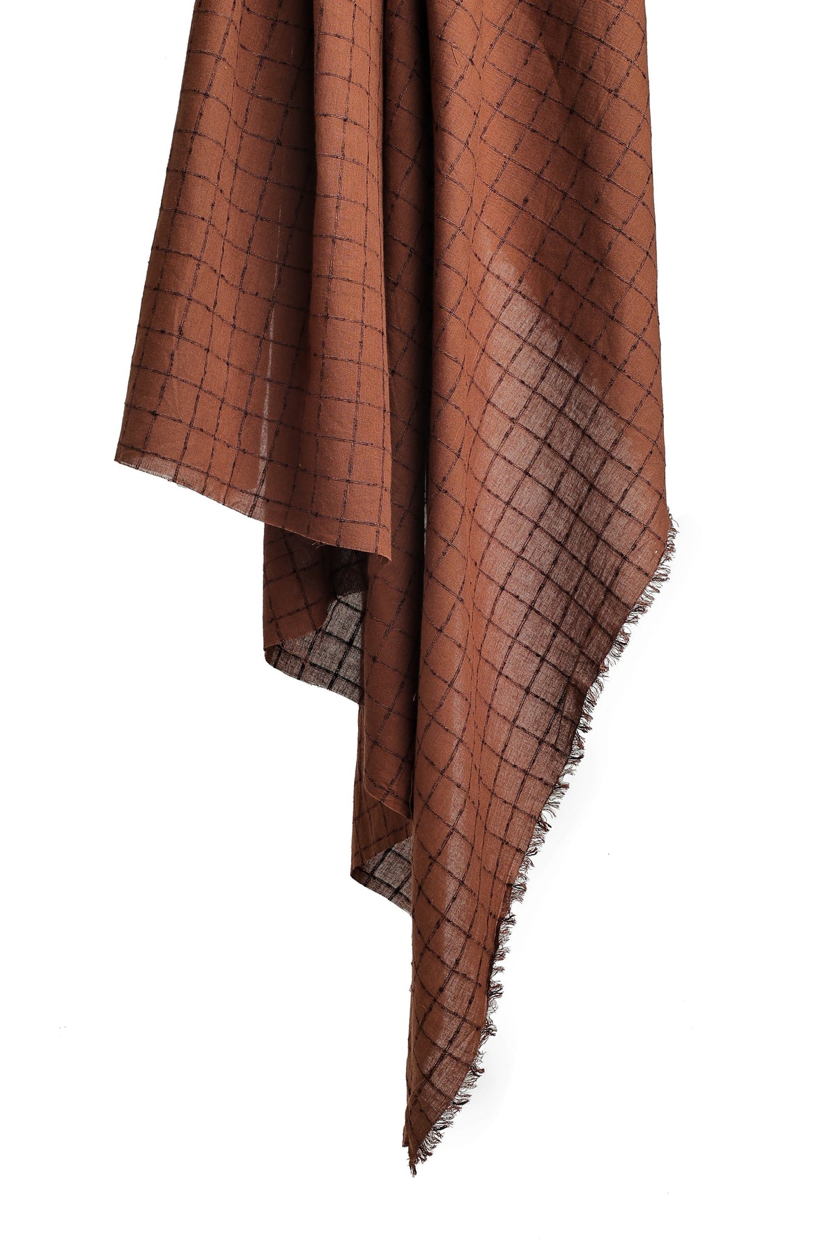Indian Woven Check - Havana Brown - Fabric - 2