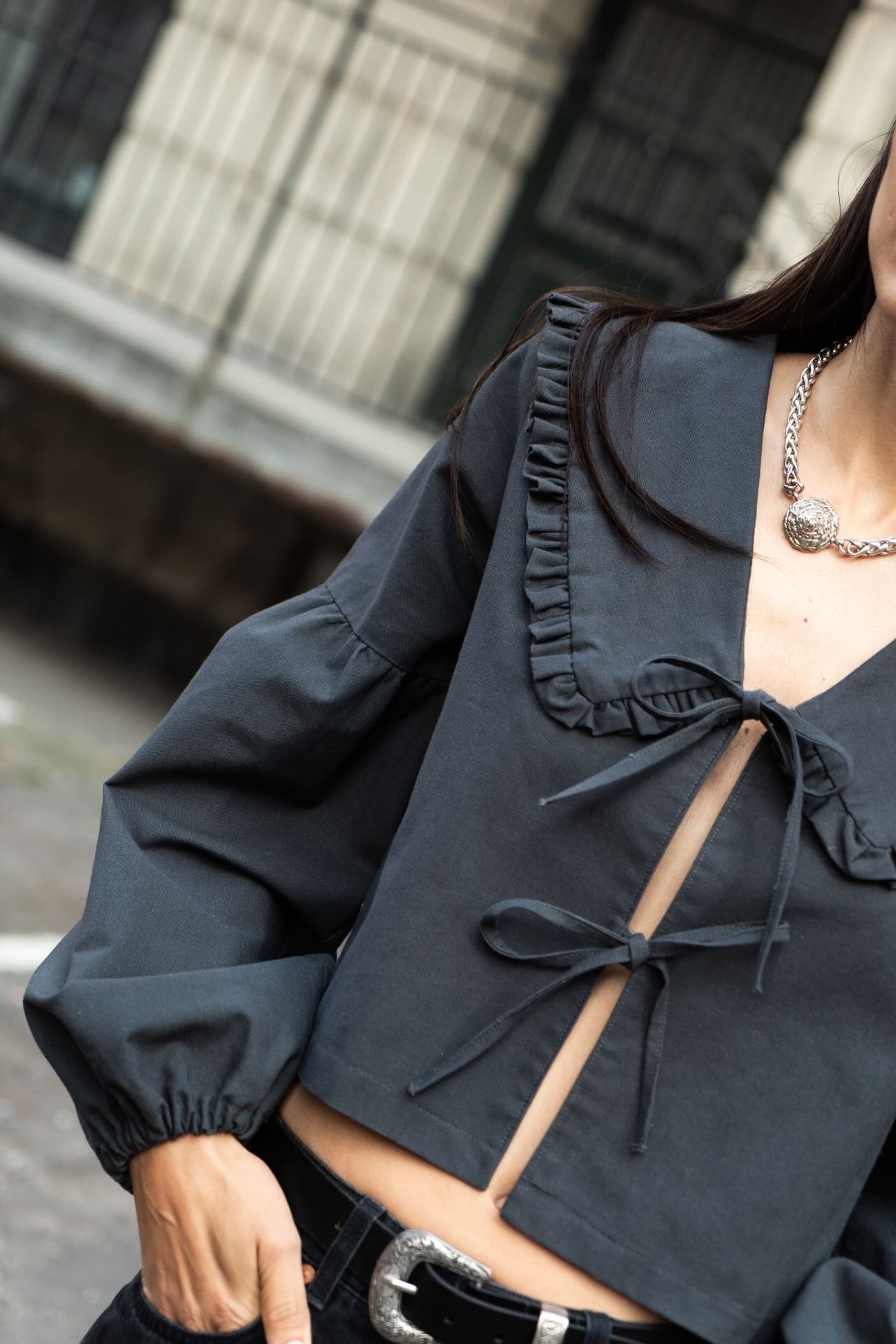 Tie Blouse x Peggy Collar x Lantern Sleeves