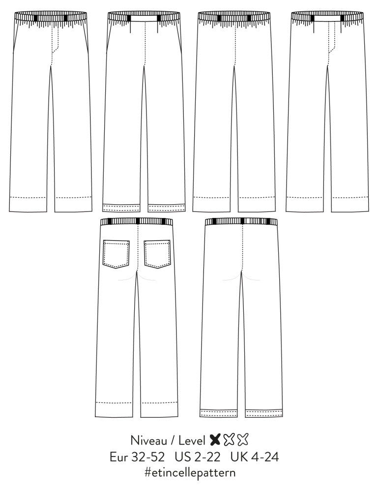 Etincelle trousers sewing pattern by Atelier Scammit