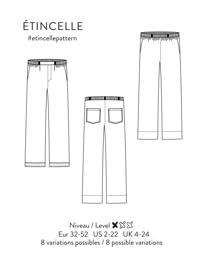 Etincelle trousers sewing pattern by Atelier Scammit