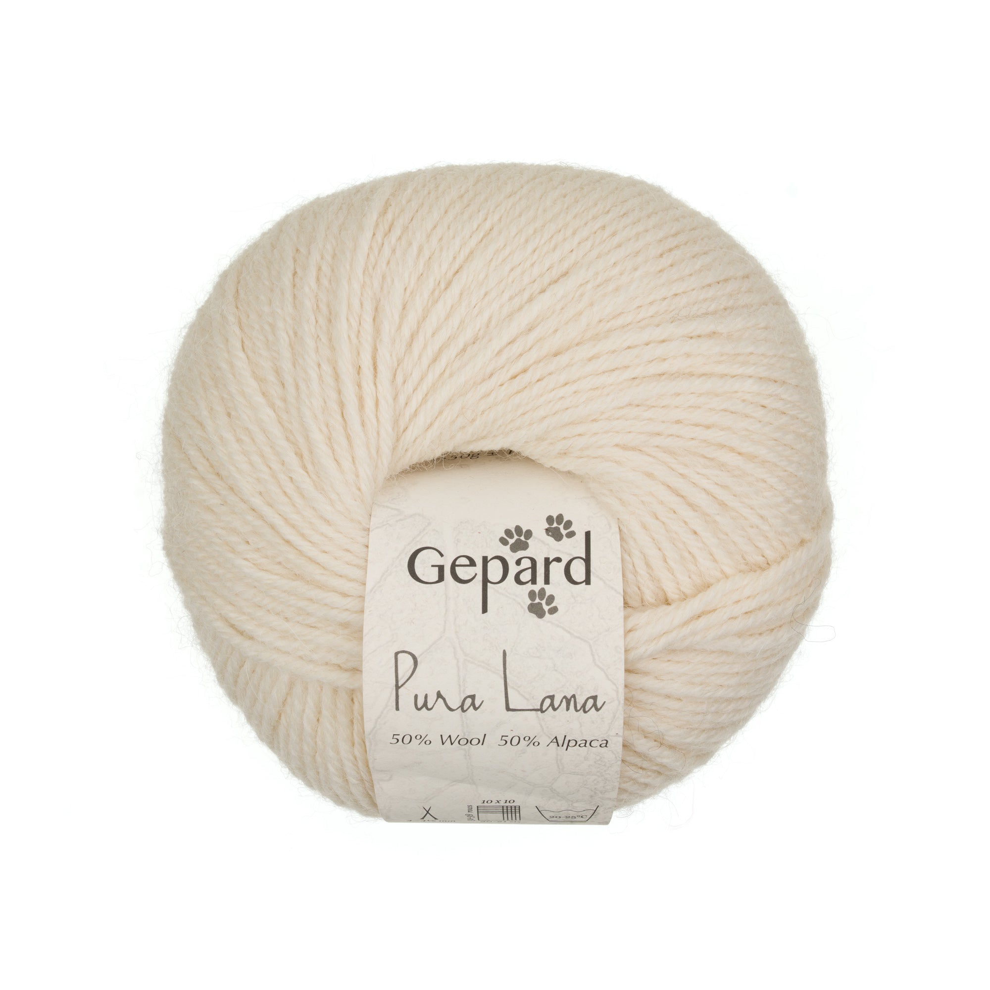 Gepard Pura Lana 101 raw white yarn ball
