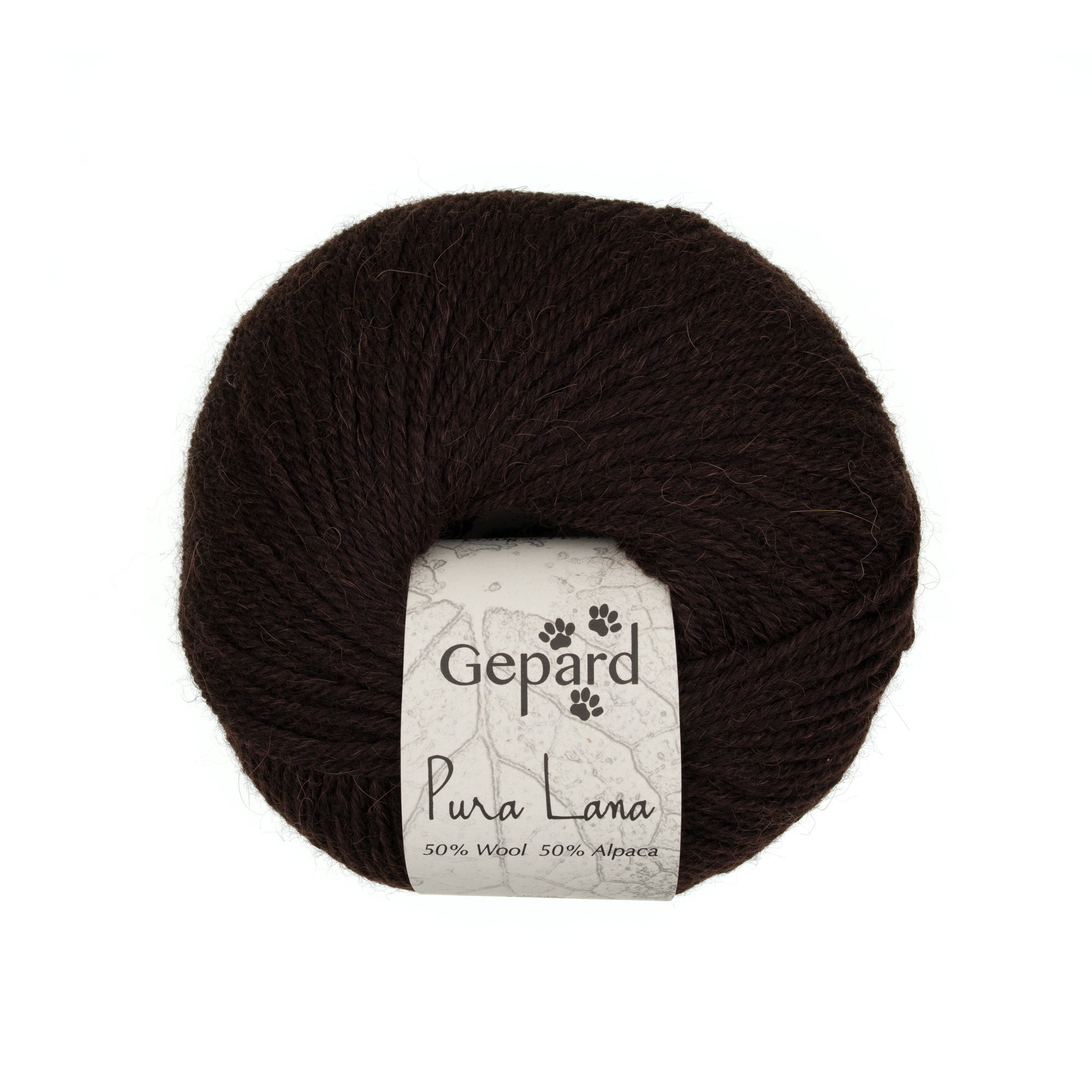 Gepard Pura Lana 192 Dark brown yarn ball