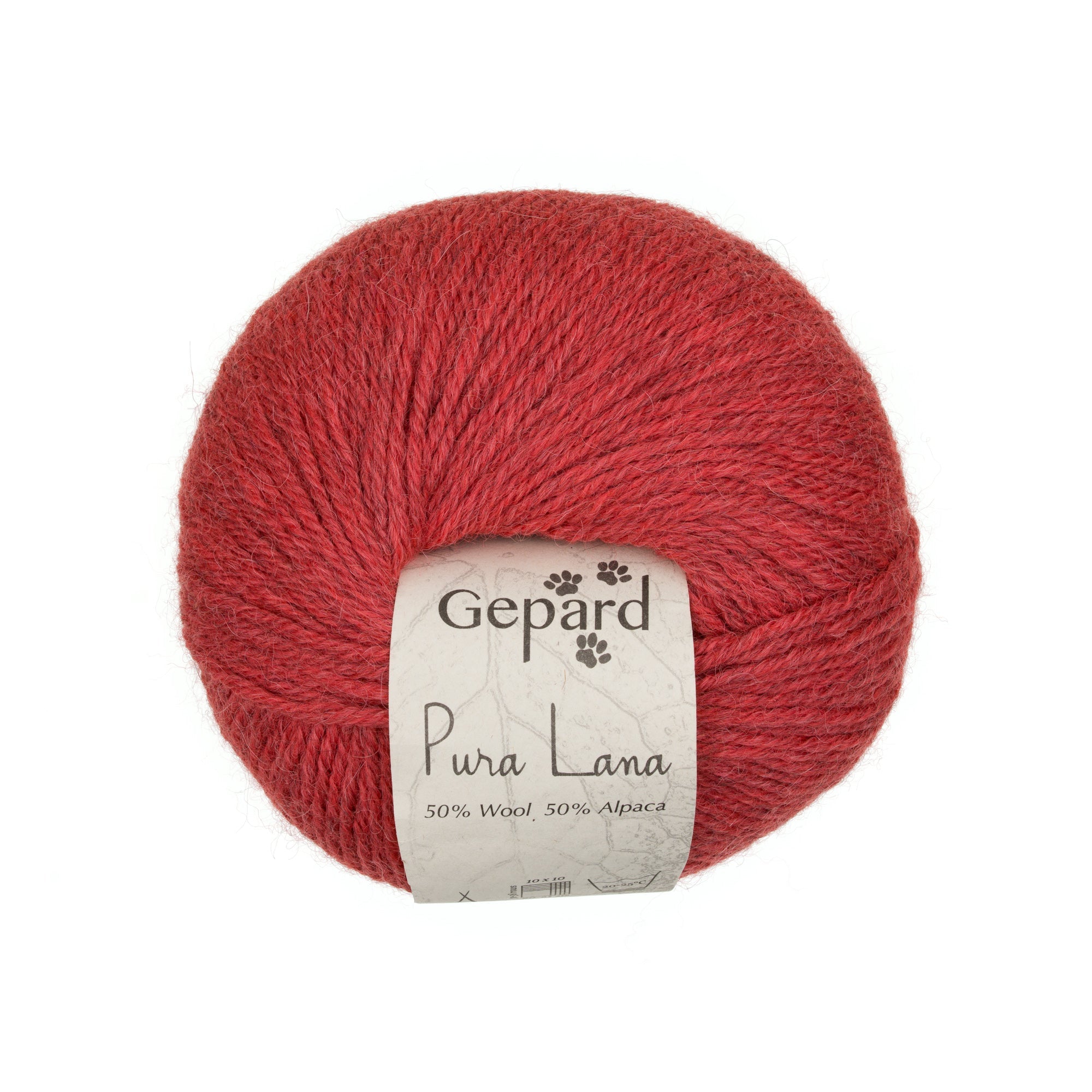 Gepard Pura Lana 228 coral red yarn ball