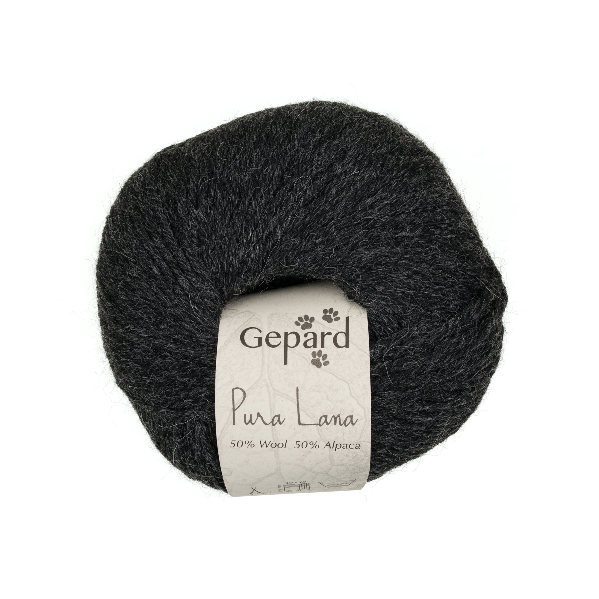 Gepard Pura Lana 580 dark grey yarn ball