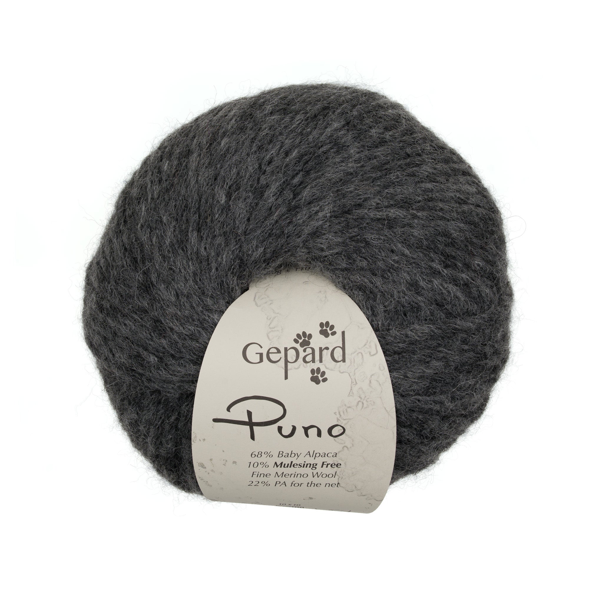 Gepard Puno 510 Dark Grey yarn ball