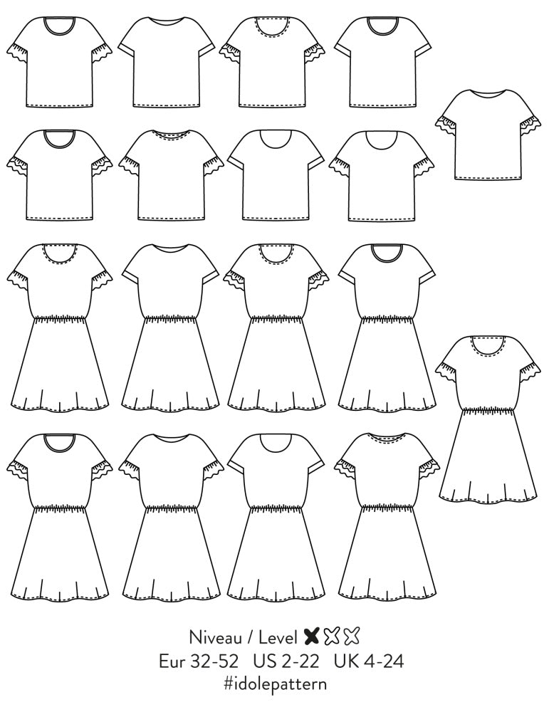 Idole blouse and dress sewing pattern by Atelier Scammit