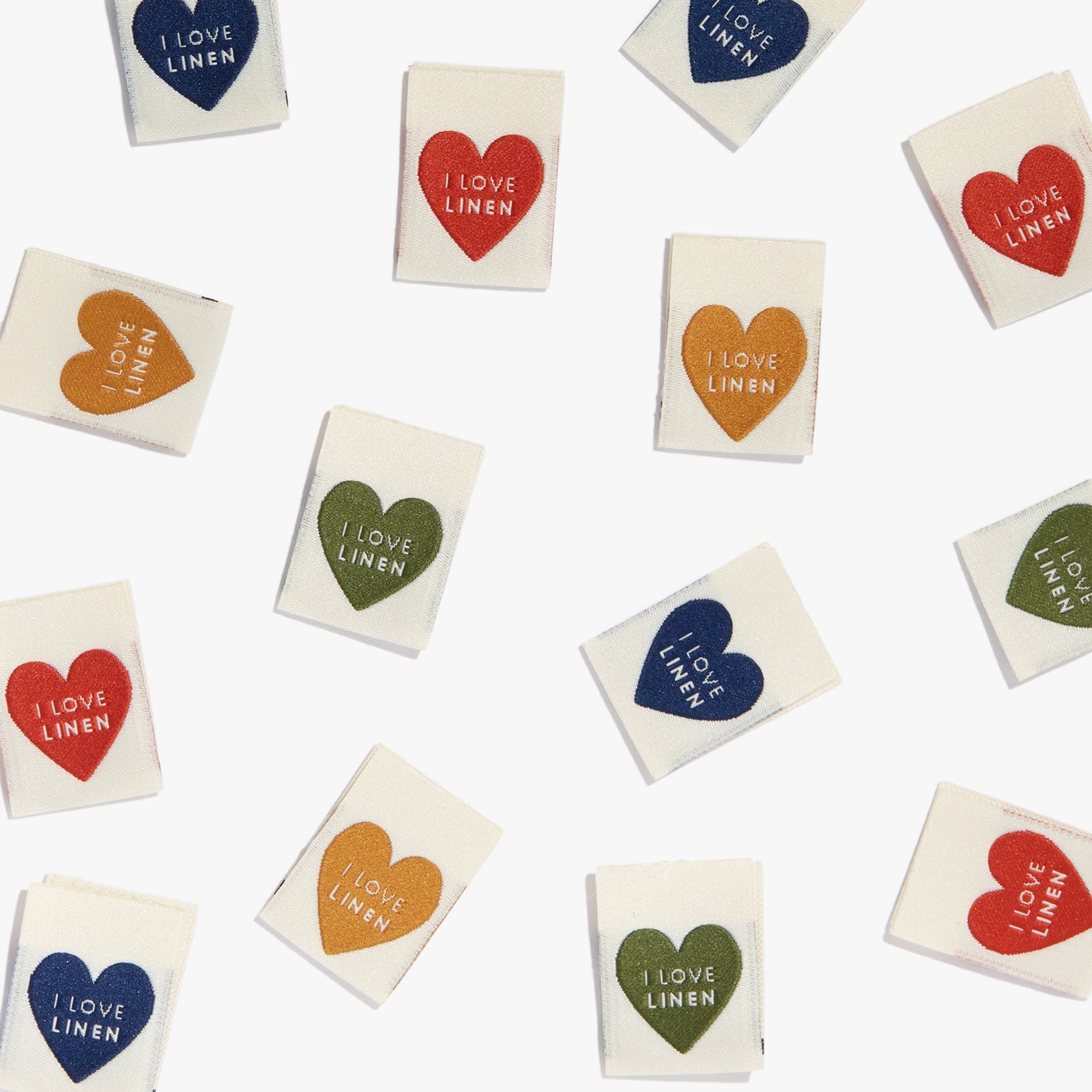 'I love linen' rainbow' labels