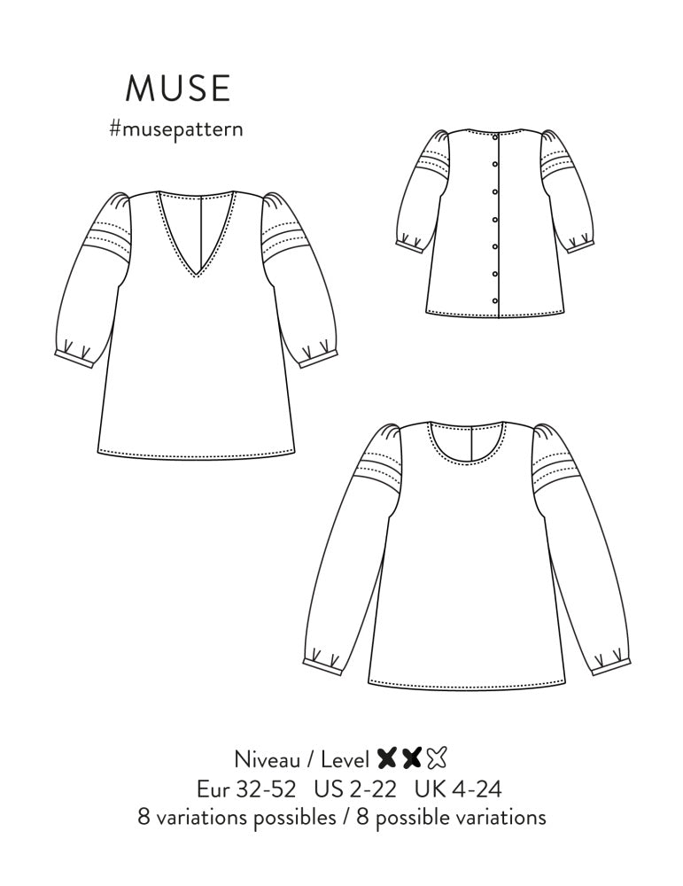 Muse blouse sewing pattern by Atelier Scammit
