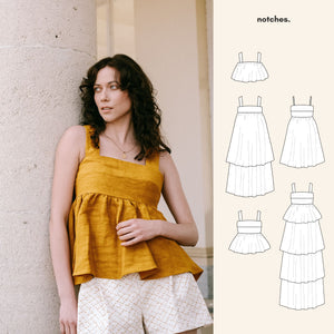 Kaiko top and dress sewing pattern by Notches