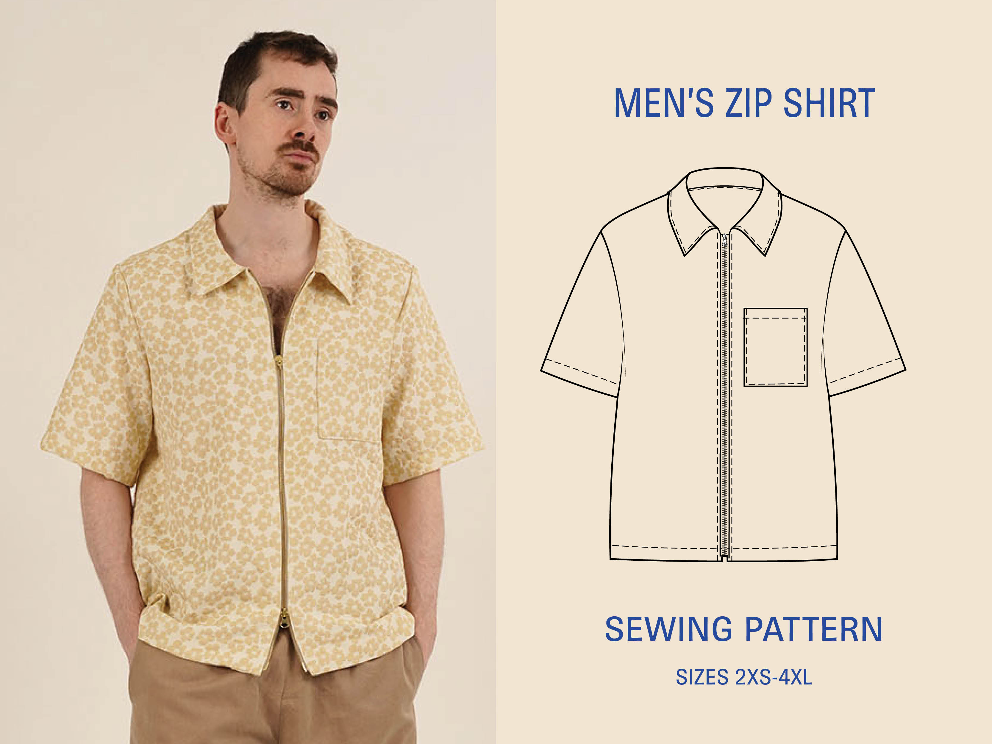 Men's Zip Shirt Sewing Pattern