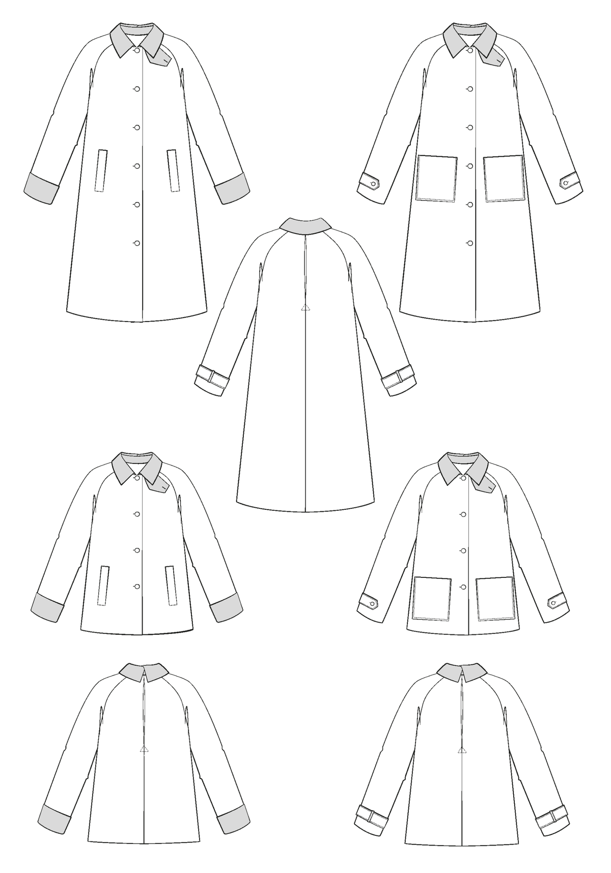 Maison Fauve Roman overcoat technical drawing
