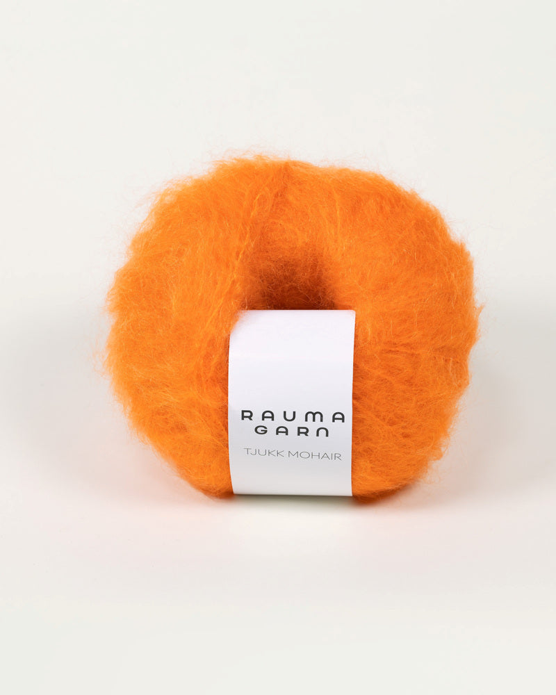 Rauma Tjukk Mohair 025 Oransje yarn ball