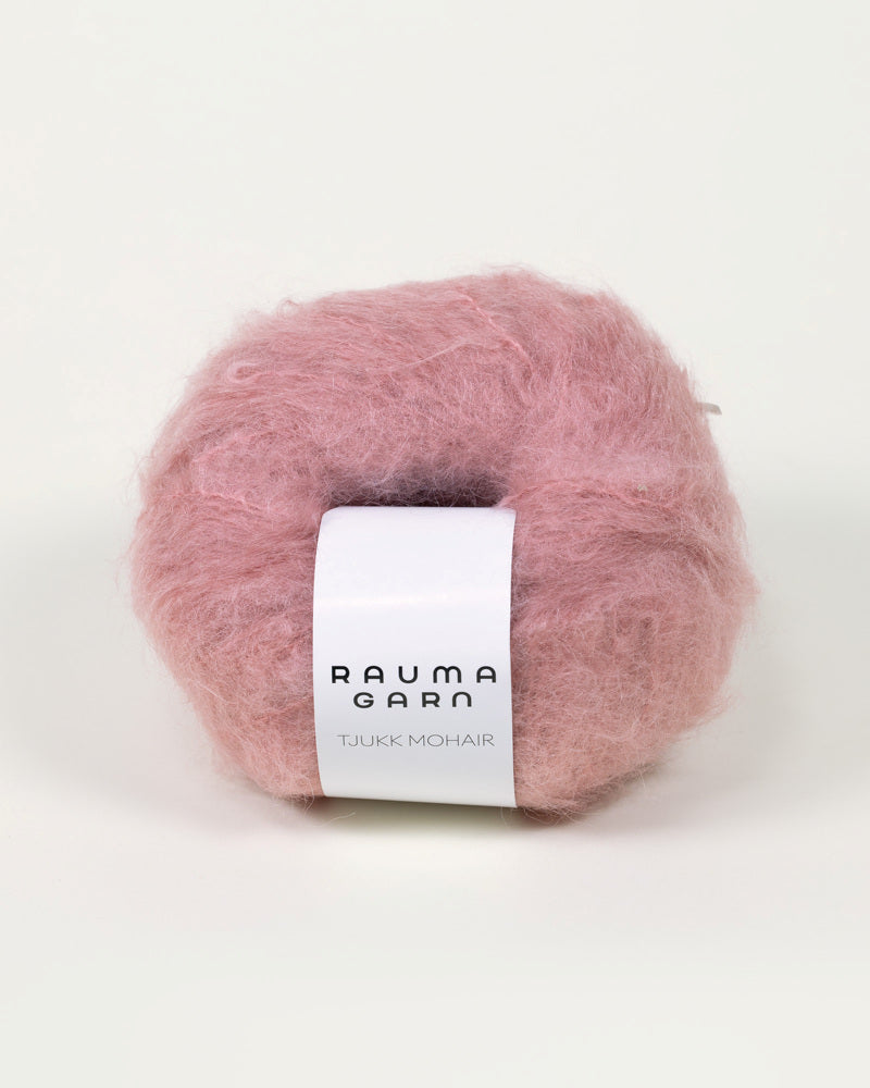 Rauma Tjukk Mohair 184 Rosa bris yarn ball